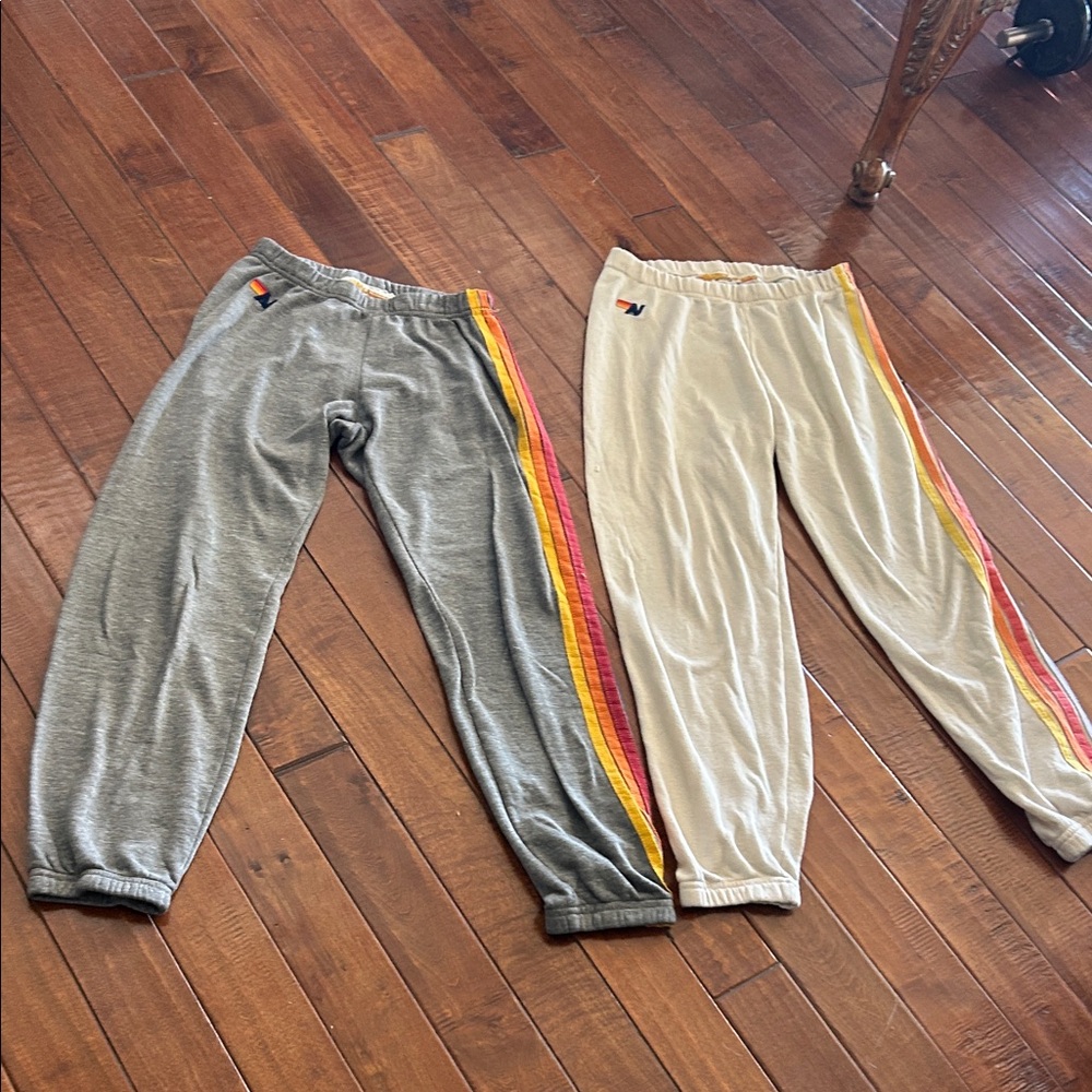 Aviator Nation 2 Small sweatpants Gray and Cream.